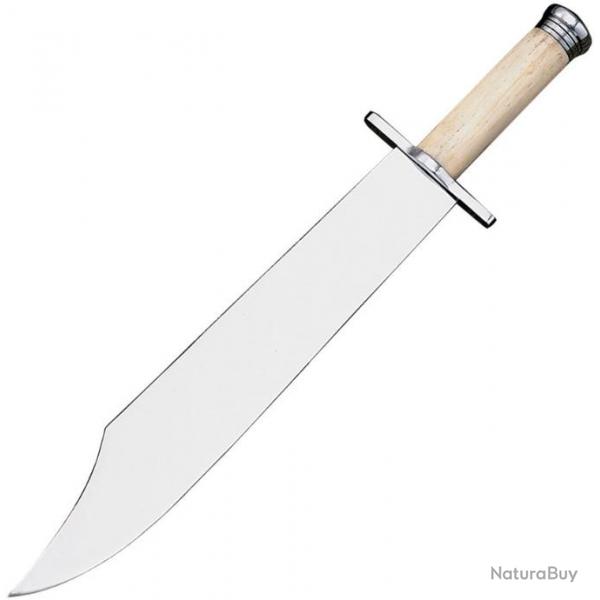 Couteau Texas Bowie Manche en Os Lisse Lame en acier au Carbone avec Etui en Cuir WD40026607