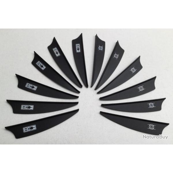 Lot de 12 Plumes Plastique (Vanes) Shield Bohning X-Vane 2.25 Bk (Noir)