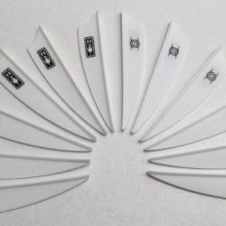 Lot de 12 Plumes Plastique (Vanes) Shield Bohning X-Vane 2.25 Wh (Blanc) avec marquage