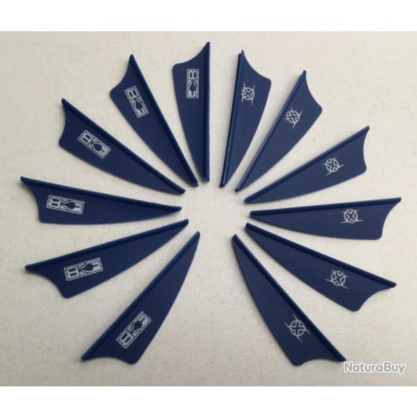 Lot de 12 Plumes Plastique (Vanes) Shield Bohning X-Vane 1.75 Bl (Bleu)