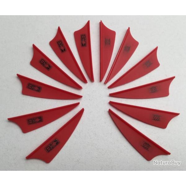 Lot de 12 Plumes Plastique (Vanes) Shield Bohning X-Vane 1.75 Rd (Rouge)