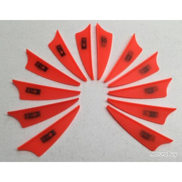 Lot de 12 Plumes Plastique (Vanes) Shield Bohning X-Vane 1.75 Nr (Neon Rouge)=Orange Fire