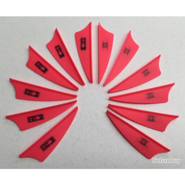 Lot de 12 Plumes Plastique (Vanes) Shield Bohning X-Vane 1.75 Hp (Rose Fluo)