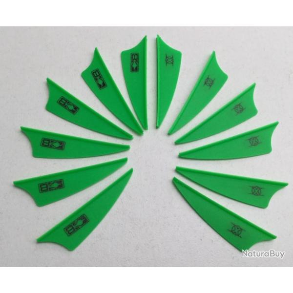 Lot de 12 Plumes Plastique (Vanes) Shield Bohning X-Vane 1.75 Gr-Ng (Neon Vert)