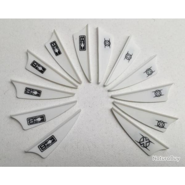 Lot de 12 Plumes Plastique (Vanes) Shield Bohning X-Vane 1.5 Wh (Blanc)