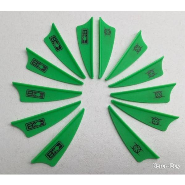 Lot de 12 Plumes Plastique (Vanes) Shield Bohning X-Vane 1.5 Gr-Ng (Neon Vert)