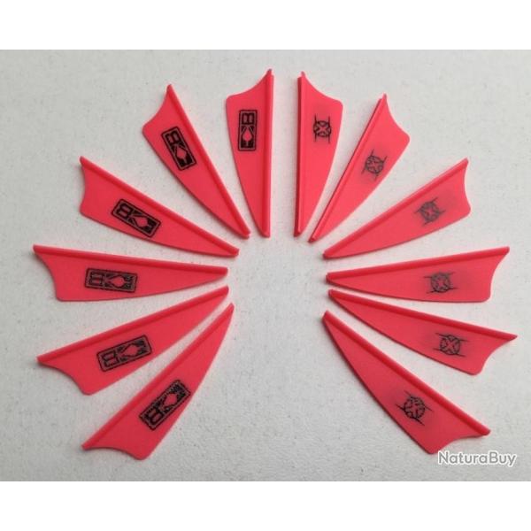 Lot de 12 Plumes Plastique (Vanes) Shield Bohning X-Vane 1.5 Hp (Rose Fluo)