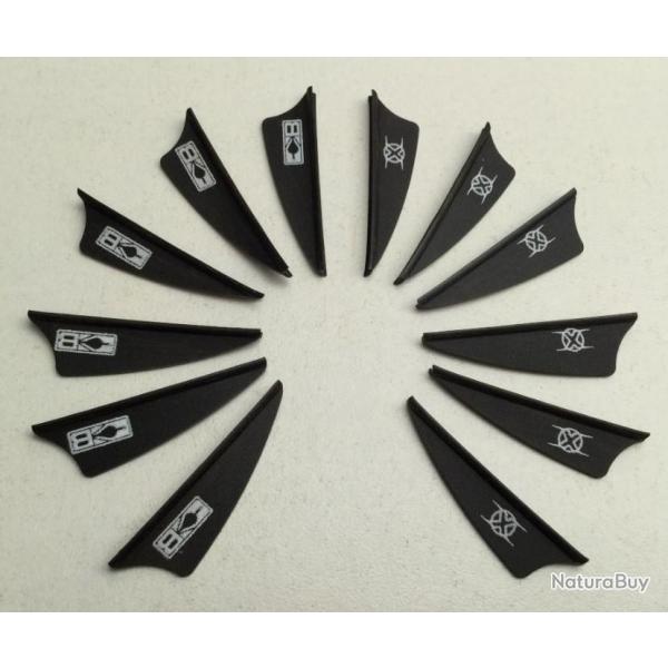 Lot de 12 Plumes Plastique (Vanes) Shield Bohning X-Vane 1.5 Bk (Noir)