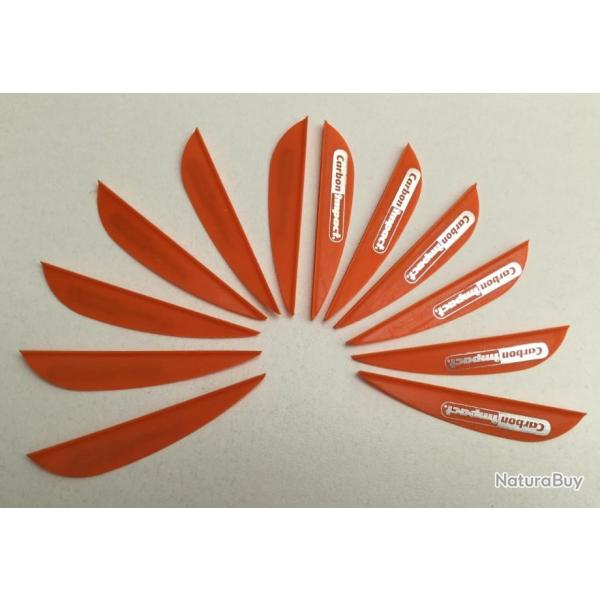 Lot de 12 Plumes Plastique (Vanes) Carbon Impact 2.5" Orange