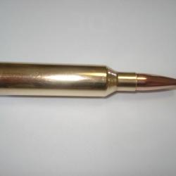 une cartouche de 7mm blaser magnum, marque norma, ogive demi blindée, rare calibre pour collection