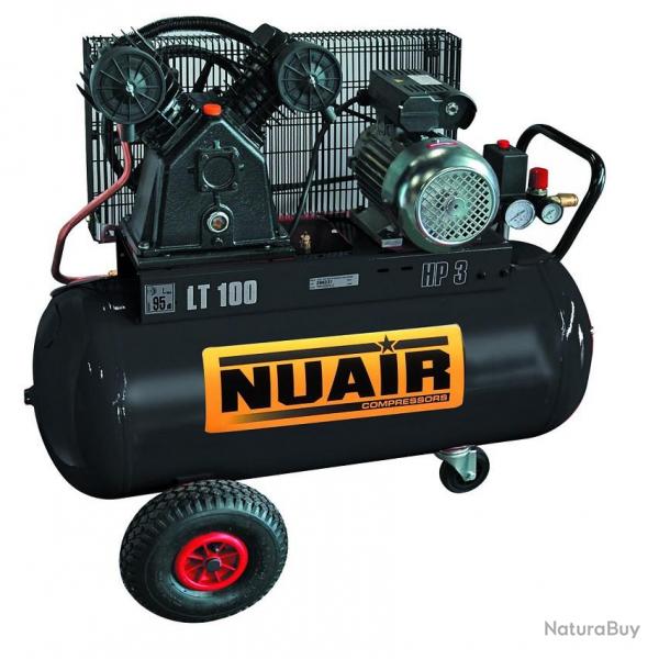 Compresseur Pro de chantier 3Cv 100 litres 390 L/min B3800B/100CM3 Nuair