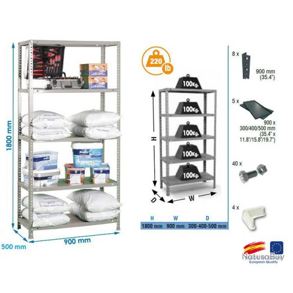 Simon Rack - Etagre Confort 1800x900x500mm Gris fonc Charge 100Kg - COMFORT 5/500 SIMONRACK