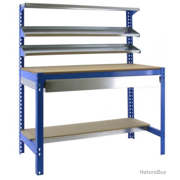 Simon Rack - Kit Etabli 1440x900x600mm Charge 400Kg - SIMONWORK BT-1 BOX 900 BLEU/BOIS SIMONRACK