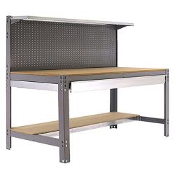 Établi d'atelier métallique complet SimonRack Simonwork BT3 BOX 1500 gris/bois 1445x1510x610mm, pann