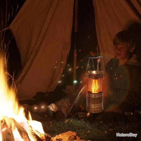 Led & Flamme Lampe Torche & Lanterne 3 En 1 Tlescopique Piles Camping Bivouac