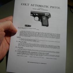 manuel mode d'emploi pour COLT AUTOMATIC PISTOL calibre .25 pocket