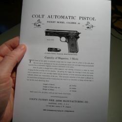 manuel mode d'emploi pour COLT AUTOMATIC PISTOL calibre .38 pocket model