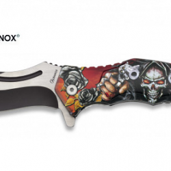 Couteau Pliant décoré Skull revolver 3D  Lame de 8.5 cm