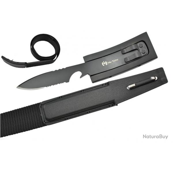 Couteau droit boucle ceinture noir