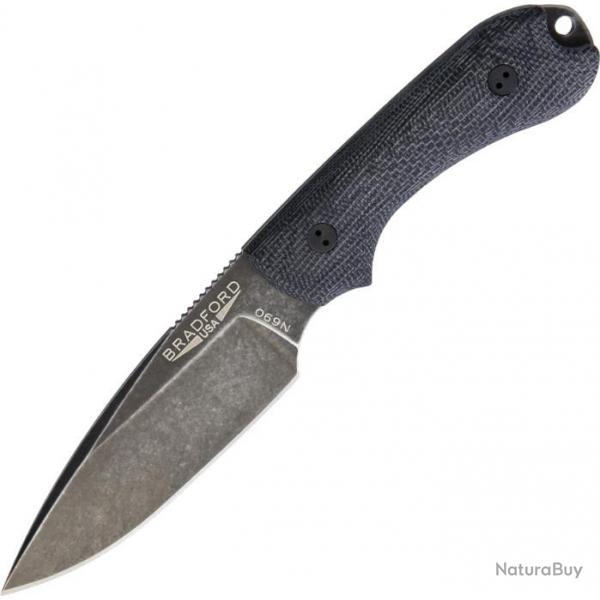 BRAD3FE101N Couteau Bradford Knives Guardian 3 Black/Blue Acier AEB-L Manche Micarta Etui Cuir USA