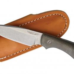 BRAD3FE102 Couteau Bradford Knives Guardian 3 3D OD Green Acier N690 Manche Micarta Etui Cuir USA