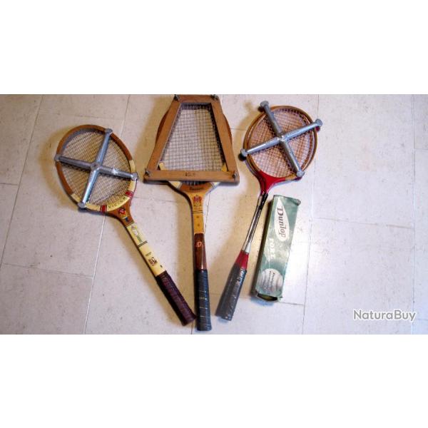 Lot 2 raquettes tennis : DELY /  DONNAY et 2 raquettes bagminton Collector