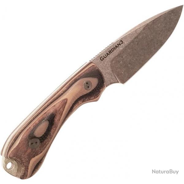 BRAD3FE115 Couteau Bradford Knives Guardian 3 G-Wood Manche Bois Acier N690 Etui CUir Made USA