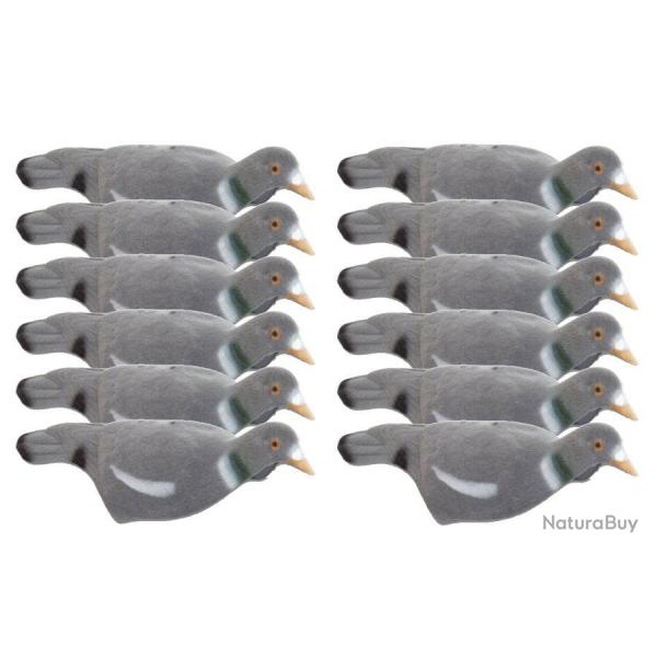 Pack 12 appelants pigeons coquilles (creux) floqus