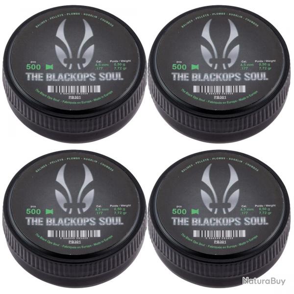 Boite de 500 Plombs 4.5 mm Black Ops Soul Tte Match Plate par 4