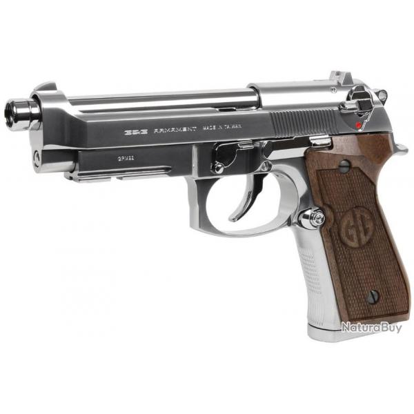 Edition limite rplique GBB pistolet GPM92 GP2 gaz 0,9J Silver et bois - SILVER