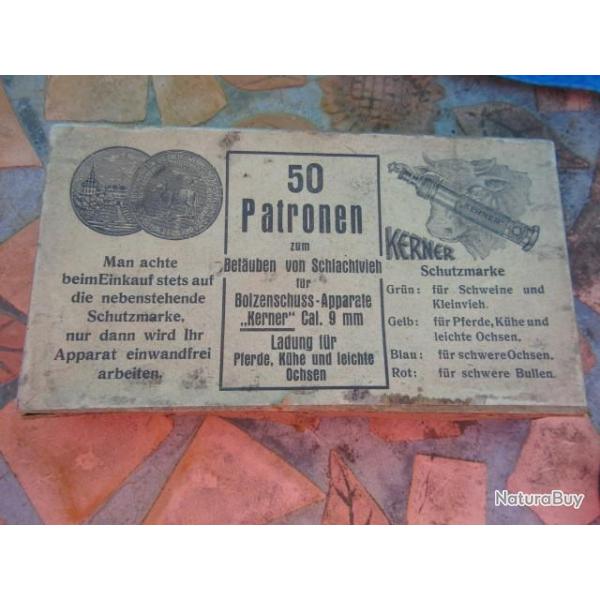 cartouches ancienne 9mm 380  blanc centrale pistolet abatage carabine revolver fusil Allemande