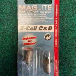 2 Ampoules de rechange  pour torche Maglite C ou D - Modèle : 2 Cell