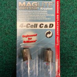 2 Ampoules de rechange  pour torche Maglite C ou D - Modèle : 4 Cell