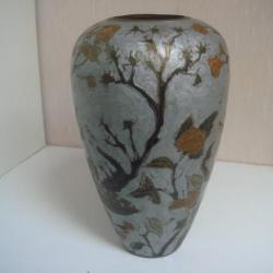 vase ancien laiton cloisonné hauteur 19 cm diamètre 11 cm