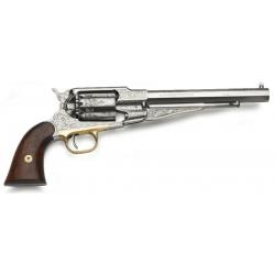 Pack Revolver à Poudre Noire Pietta REMINGTON 1858 Nickelé Gravé Cal.44