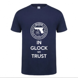 TEE shirt motif glock we trust bleu