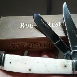 RR100 Couteau Rough Rider Mini Trapper Bone Manche Os 2 Lames Acier 440