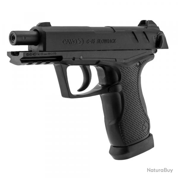Pistolet C-15 Blowback cal 4.5mm noir 125m/s L17,7cm