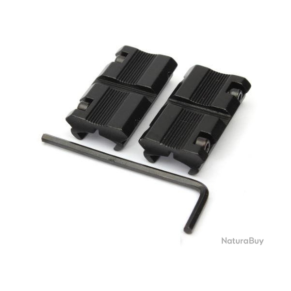 2 rails adaptateurs 11mm vers 20mm Weaver/Picatiny