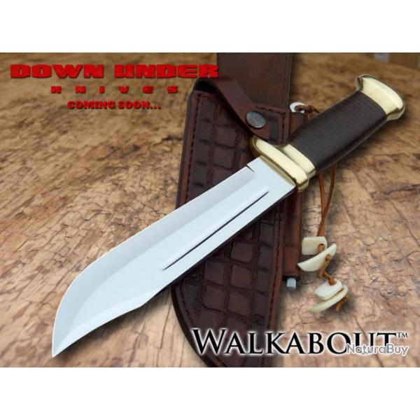 Couteau Bowie Down Under The Walkabout Lame Acier 440C Manche Cuir Etui Cuir DUKWA