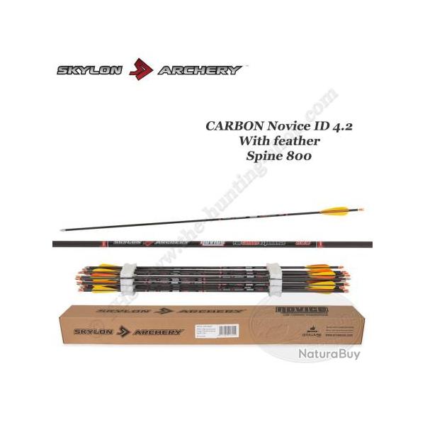 SKYLON ARCHERY Flche Carbone Novice ID 4.2 empenne avec des plumes naturelles 800