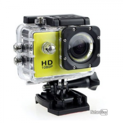 1080P voiture Cam cyclisme caméra extérieure chasse caméra avec support JAUNE- LIVRAISON GRATUITE