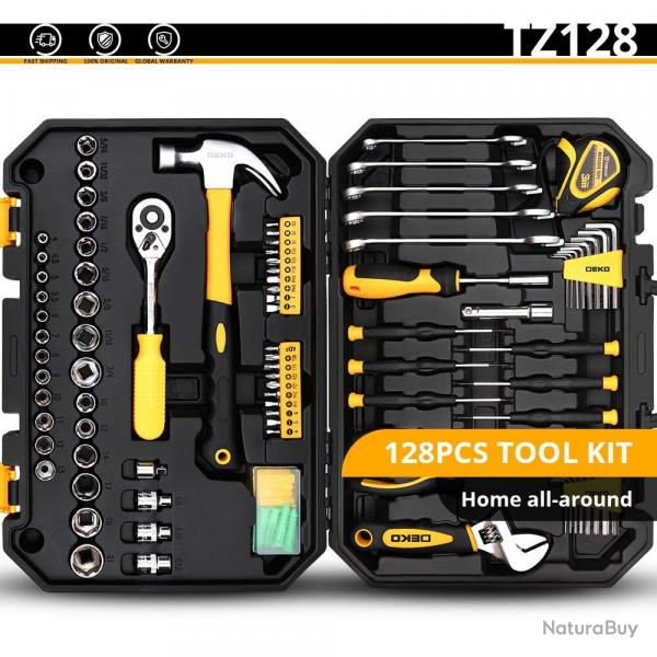 Boite a Outils Qualite Pro en Malette pour la Maison Voiture Bricolage, Modele: KIT 128PCS