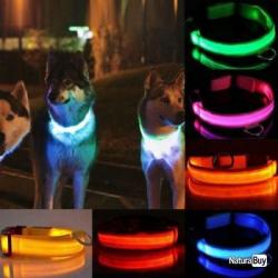 collier pour chien en nylon avec éclairage led pour la nuit - LIVRAISON GRATUITE !!