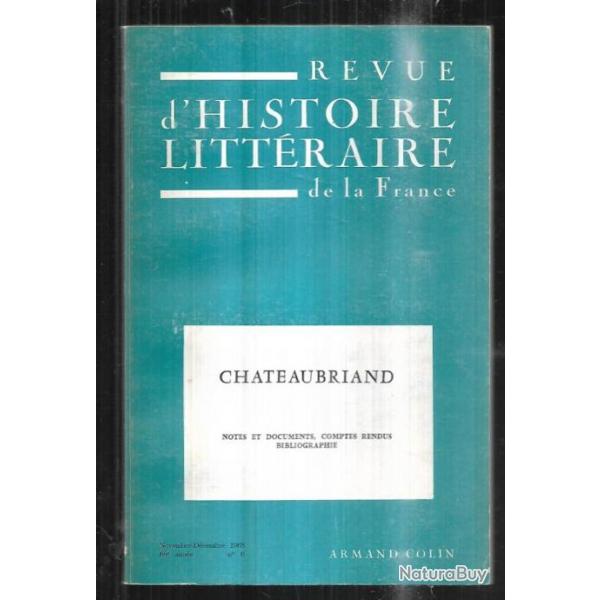 revue d'histoire littraire de la france chateaubriand 1968