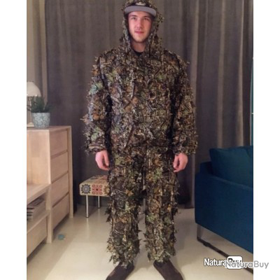 Tenue de chasse et de tir camouflage bionique 3D en forme de feuille Ghillie Set pour