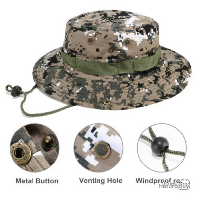 QHIU Chapeau de pêcheur Tactique Boonie Protection Solaire Vision