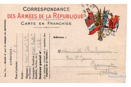 Carte Lettre Guerre 1916 Gannat Allier Avec Correspondance Lettres Militaires