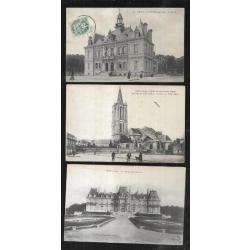 creil cartes postales anciennes lot de 6 cpa , église , hotel de ville, chateau de laversine