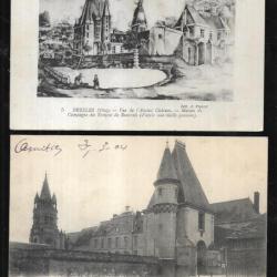 bresles  oise cartes postales anciennes lot de 2 cpa , le chateau des évèques de beauvais